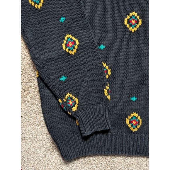 VTG Cambridge Dry Goods Women's Sz Large Sweater Cotton Western Black - Picture 3 of 11